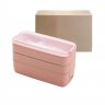 Stackable Bento Box 3 Layer Lunch Box With Fork And Spoon 3 Grid Design Detachable Compartment Tray Rectangular Lunch Box Kit For Boys Girls Children 3-layers pink (900ml)