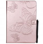 Wholesale Fashion Butterfly Embossed PU Leather Magnetic Closure Stand Case Auto Wake/Sleep Cover with Pen Slot Rose gold For iPad 5/6/air1/air2 9.7