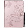 Wholesale Fashion Butterfly Embossed PU Leather Magnetic Closure Stand Case Auto Wake/Sleep Cover with Pen Slot Rose gold For iPad 5/6/air1/air2 9.7