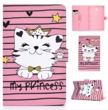 Wholesale Laptop Protective Case Color Painted Smart Stay PU Cover with Front Snap Crown cat For Samsung T590