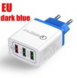 Wholesale 3 Port USB Hub Wall Charger Adapter Navy blue_European regulations 30W QC 3.0 Fast Quick Charger