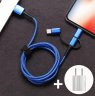 Abctay SIMU 1M Three-In-One Braided Mobile Phone Charging Cable For Apple Android Type-C blue