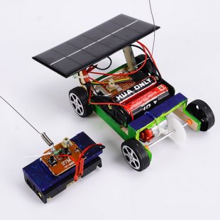 Wooden DIY Solar Powered RC Car Puzzle Assembly Science Vehicle Toys Set for Children