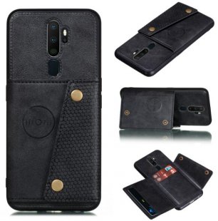 Wholesale Mobile Phone Shell Classic Textured Pattern Buckle Closure Design Anti-fall Smartphone Case black For OPPO A9 2020/Realme XT/Reno 2