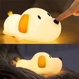 1.5W LED Lying Flat Dog Night Light With 30/60 Min Timer 2700-6500K Portable Dimmable Adjustable Brightness Bedside Lamp For Boys Girls dual light source
