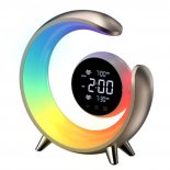 20W Smart Alarm Clock, Alarm Clock with Night Light, Display Screen, Wake-Up Light, Natural Sound Bedside Table Lamp Golden