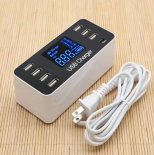 Wholesale for Smart Mobile Phone Tablet PC EU plug 8 Port USB Type C 5V/8A Socket Charger with Voltage Current LCD Display