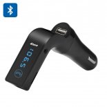 Bluetooth Car FM Transmitter - Bluetooth 2.1 + A2DP, Noise Reduction, 5V 2.5A USB Output, 87.5-108 MHz (Black)
